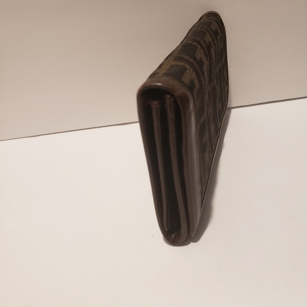 💖100% Authentic Vintage FENDI Zucca FF Logo Canvas & Leather Continental Wallet - Picture 9 of 16